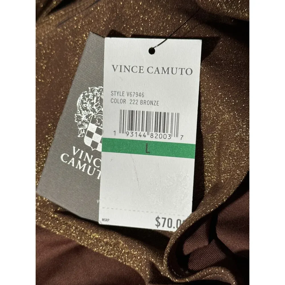 Vince Camuto Bronze Bronzed Goddess High Cut Bikini Swim Bottom L NWT